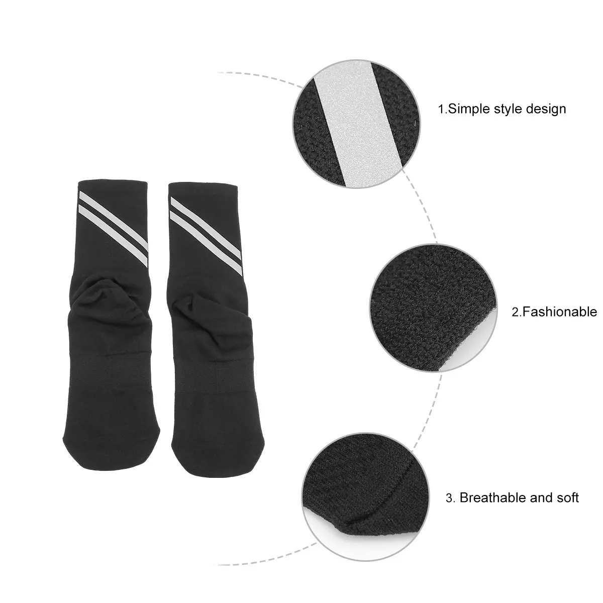 

Quick Dry Breathable Sports Socks for Men Women Cycling Running Socks with Reflective Design Athletic Stockings