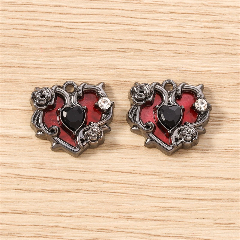 5 Stück 20x18mm Niedliche Kristall-Metall-Herzanhänger für Schmuckherstellung, Halsketten, Ohrringe, Armbänder, DIY-Bastelzubehör – Detail 7