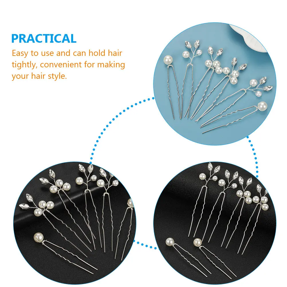 

6 Pcs Bride Hairpin Pins Bridal Pearl Bow for Accessories Gold Women Beach Wedding
