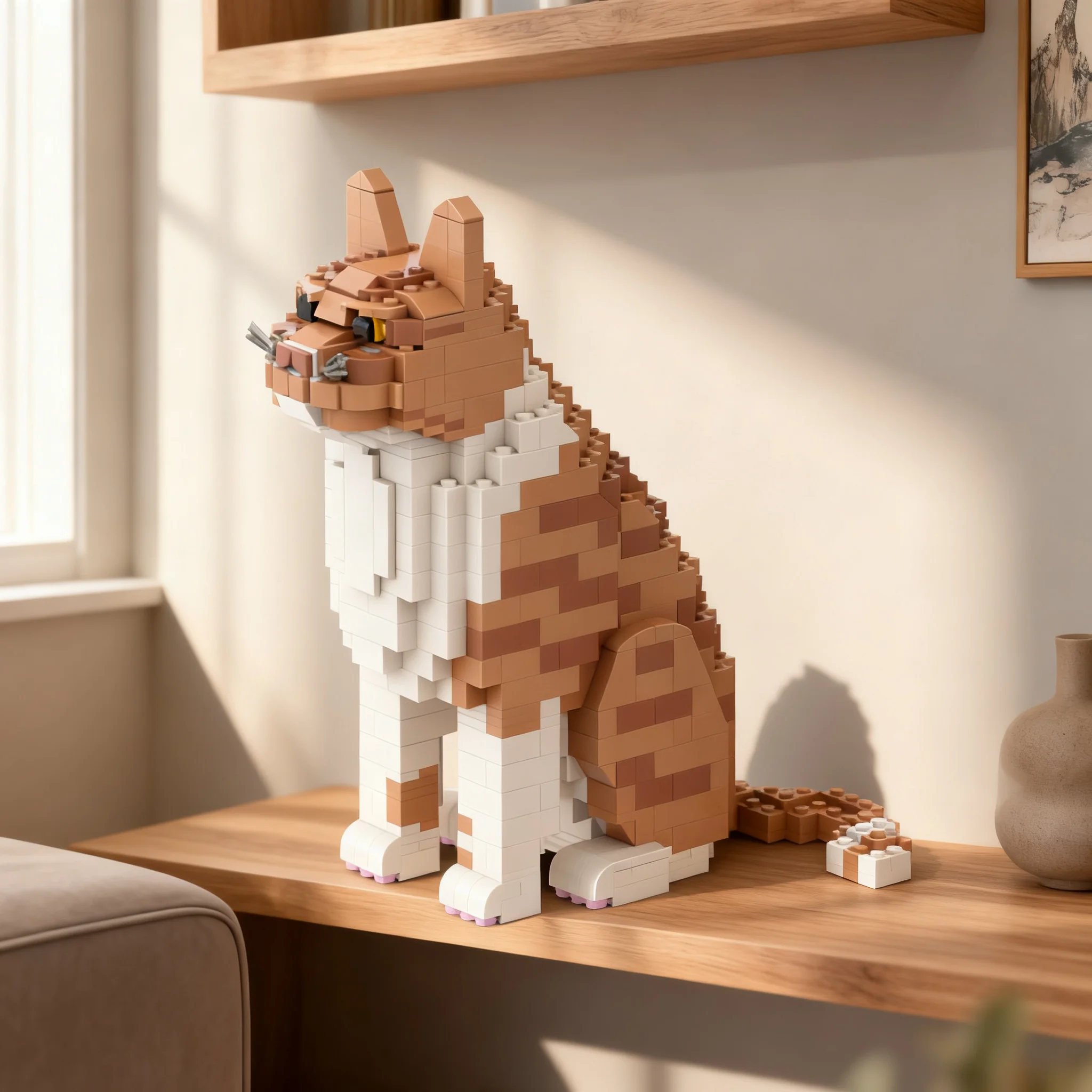 787pcs MOC Orange Tabby Cat Model Building Blocks Toys Architecture Christmas Gift Kids Creative Education Assemble Birthday DIY
