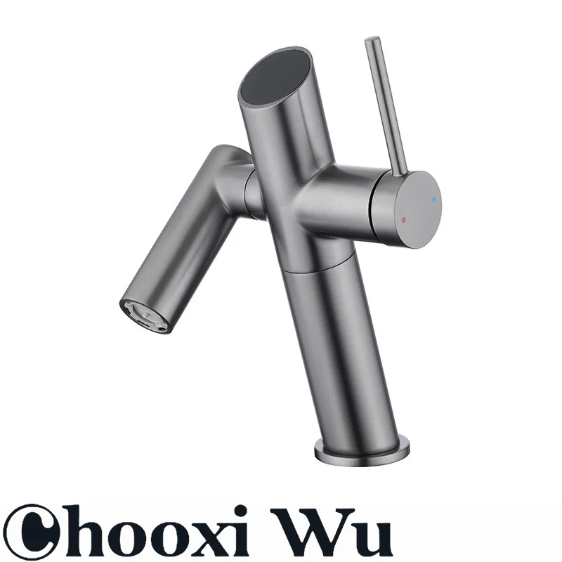 صنبور حوض للحمام مصنوع بالكامل، معالجة سطحية مطلية بالماء، قلب صمام سيراميك، تحكم مزدوج ساخن وبارد، 360 درجة °   دوران #6