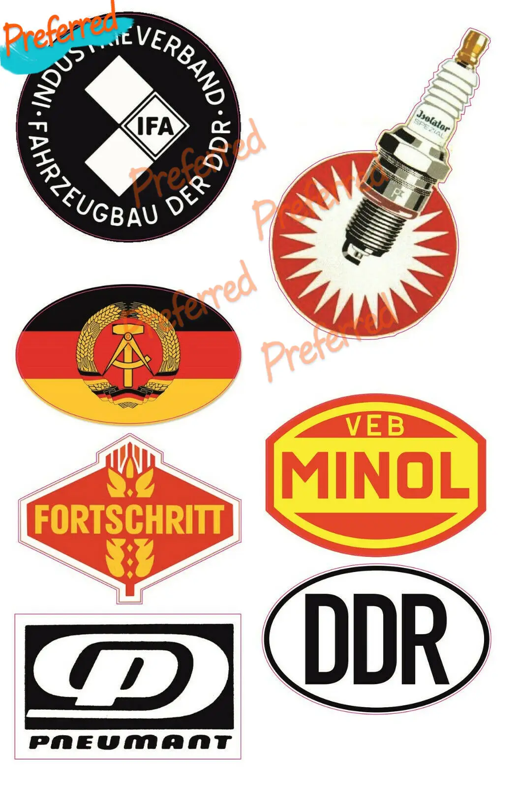 Stickers DDR Badge Brand Car Sticker Decal Vintage Retro Vintage FDJ JP Mitropa East for Trabant Barkas Wartburg Simson