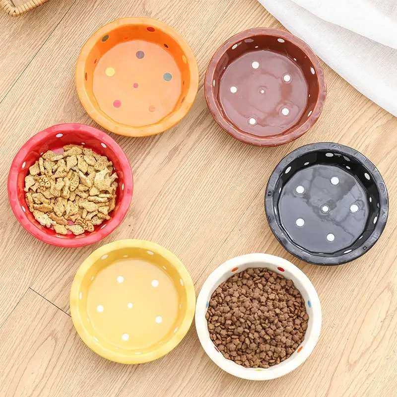 

Cute High-end Pet Bowl Bamboo Shelf Ceramic Feeding and Drinking Bowls for Dogs and Cats Pet Feeder Cute Partten Pet Supplies