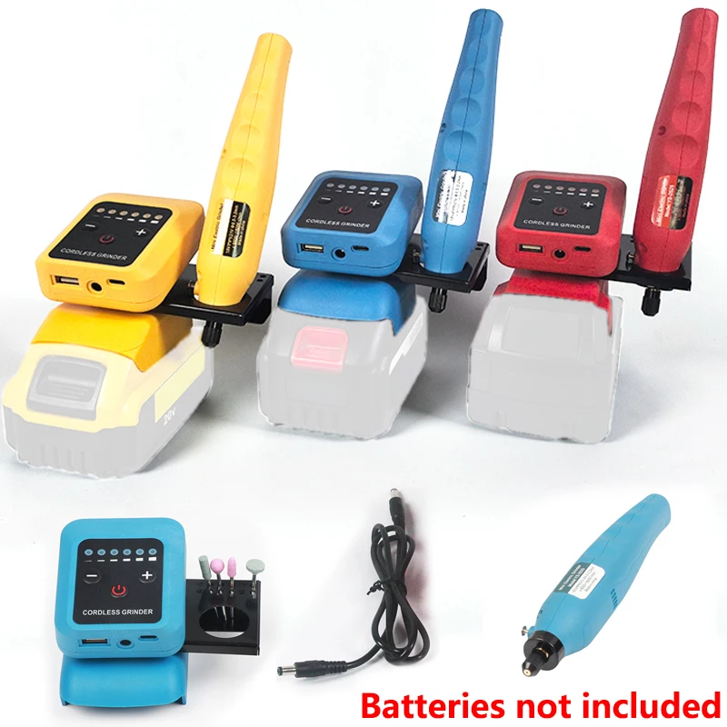 

Electric Grinder For Makita/Dewalt/Milkwaukee 18V20V Li-ion Battery Adapter With USB+type-c Adjustable Electric Die Grinder Tool