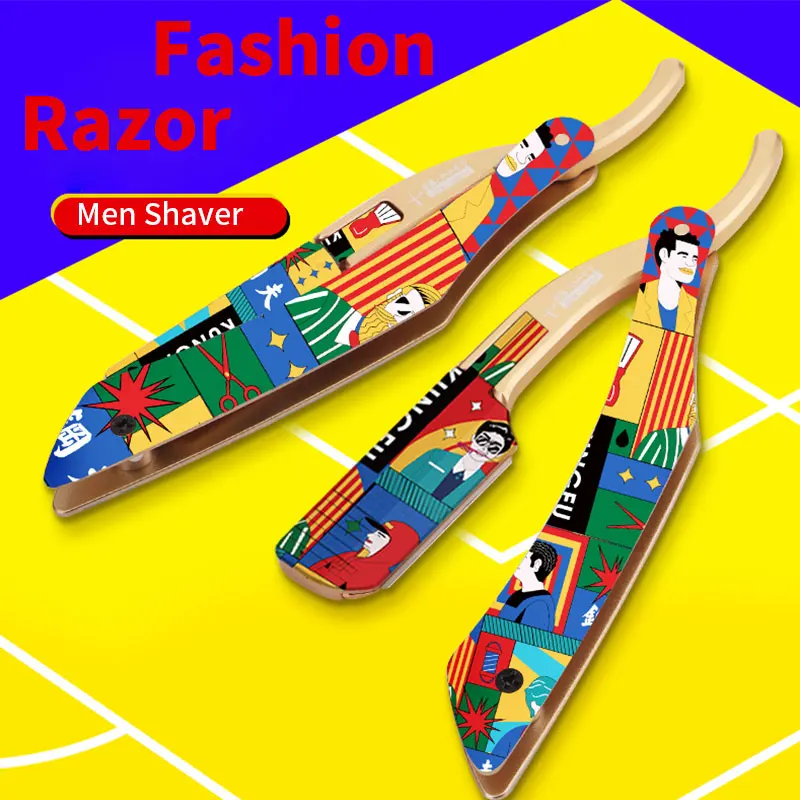 New Fashion Graffiti Design Men's Barber Razor Colorful Cool Haircut Tools Men Shaver Metal Universal Double-edged Blade