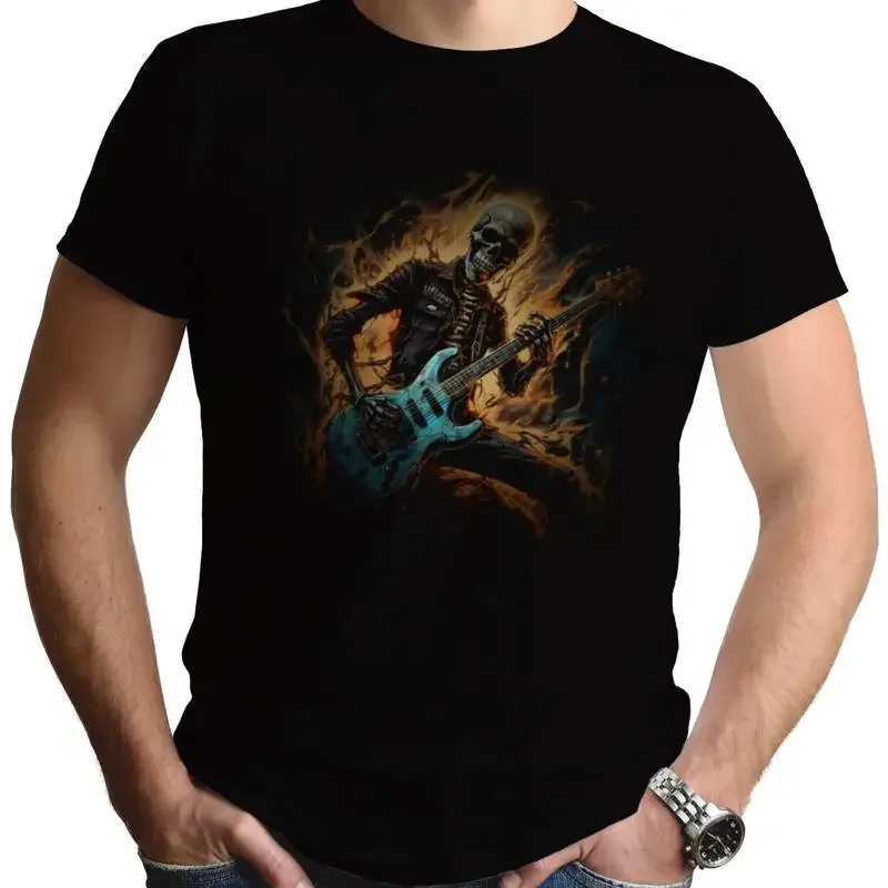 Skeleton Guitarist Metal T Shirt Art Guitar Heavy Death Thrash Music Rock