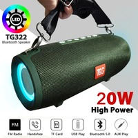 TG322 Portable Bluetooth Speaker Big Power 20W Player Stereo Subwoofer Super Bass Sound Radio Waterproof Led Light Loudspeaker