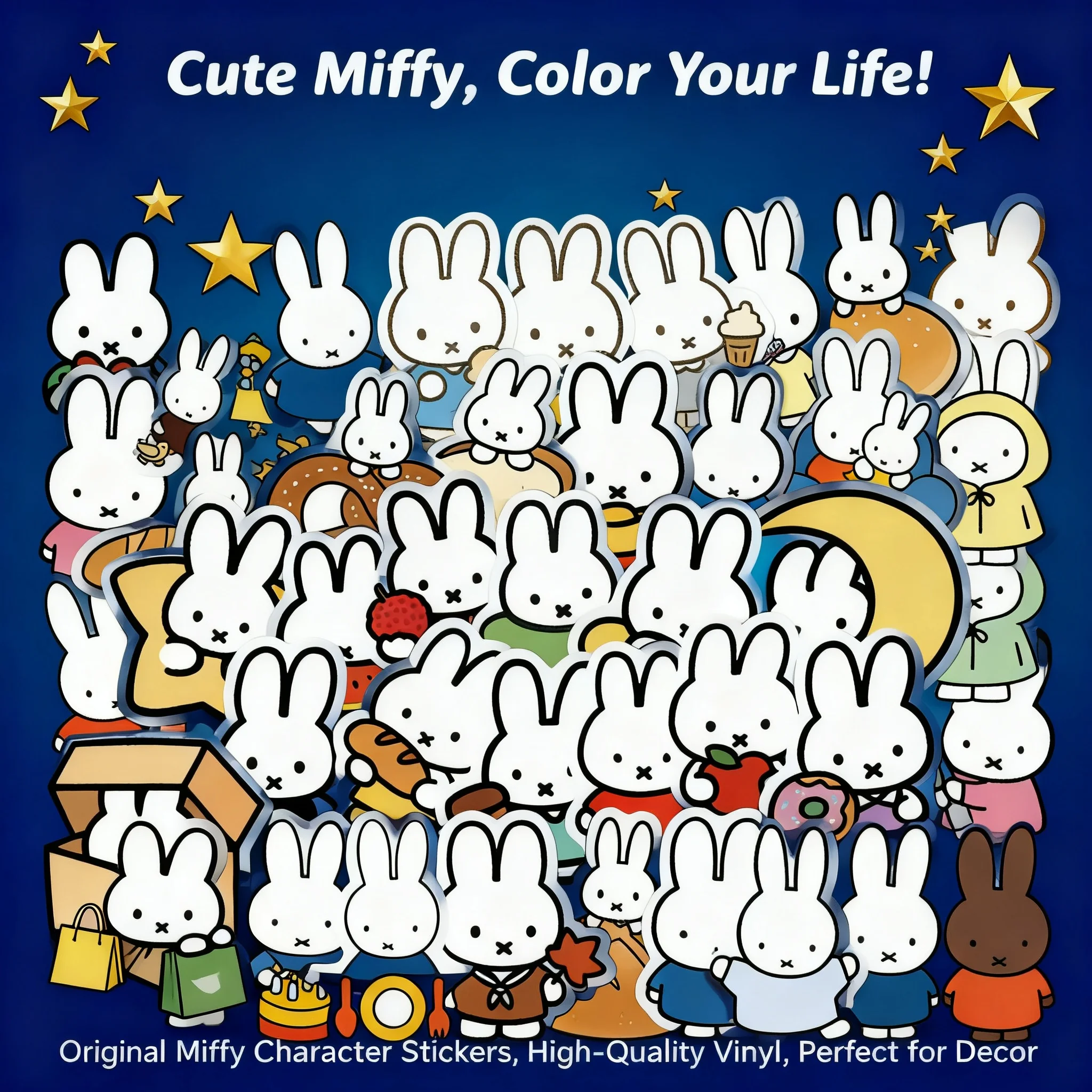 100Pcs Miffy Rabbit Cartoon Cute Graffiti Stickers Decorative Fridge Skateboard DIY Personalized Stickers Wholesale