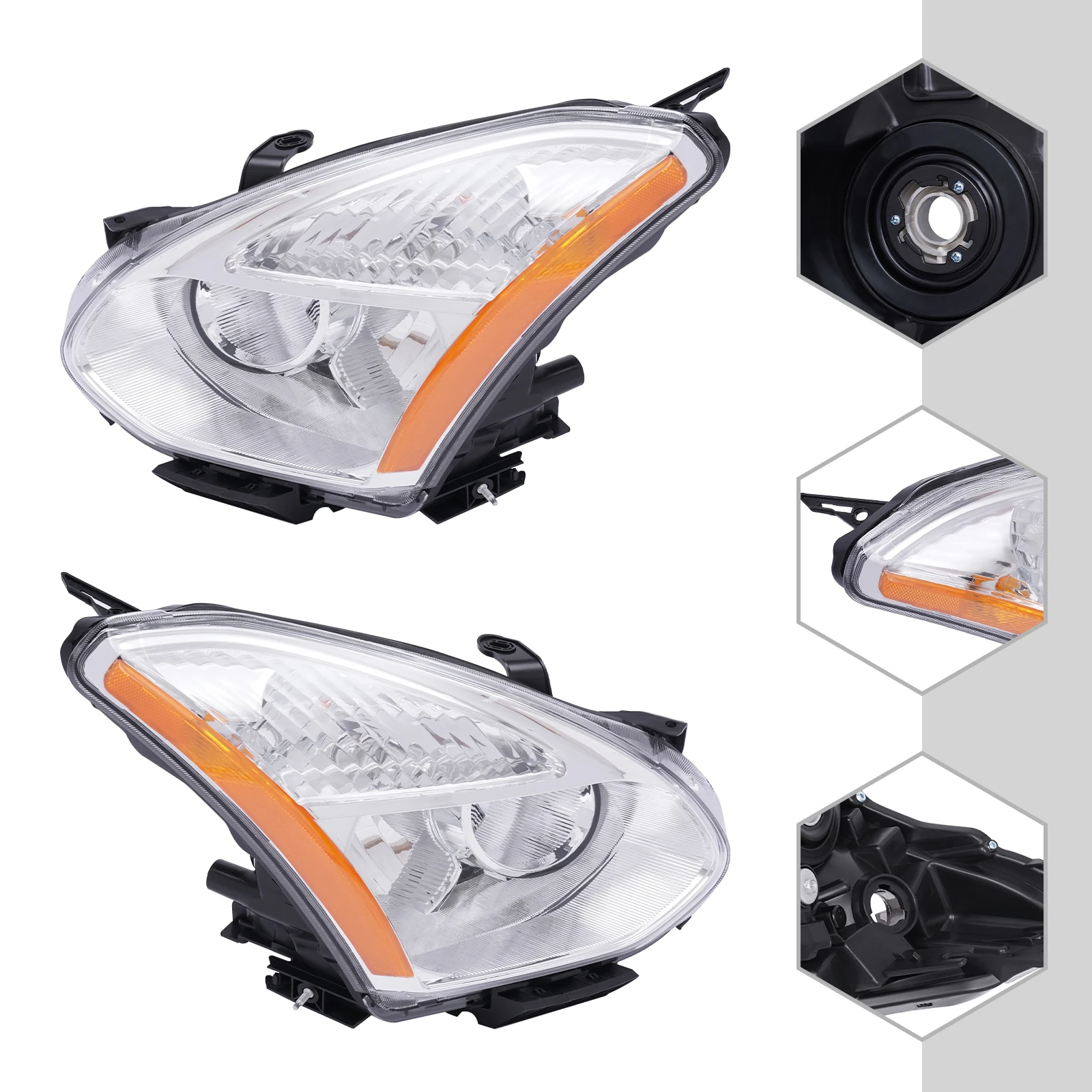 

For Fit 2008-2013 Nissan Rogue Front Headlight Headlamp Assembly Driver Left Side/ Passenger Right Side/ Pair