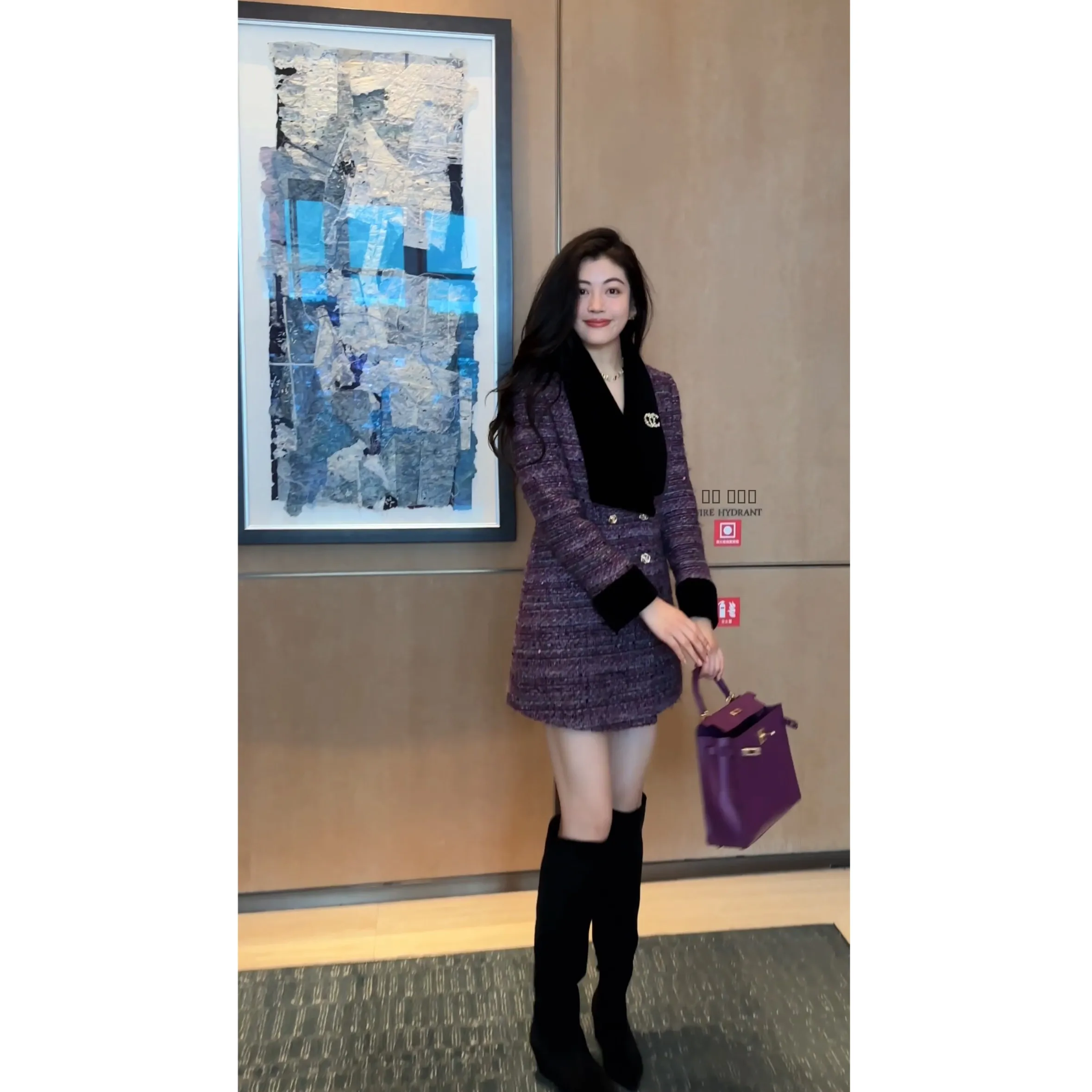 

Nico Winter New Purple Color Contrast Design Du down Jaet Medium Length Splicing Sle Warmth Function Faionable Ladies...