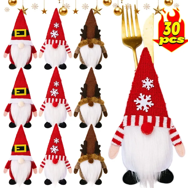 Рождественский держатель для столовых приборов, фетр, безликий старик, нож, вилка, сумка, принадлежности для декора стола, вечерние украшения для дома, ресторана