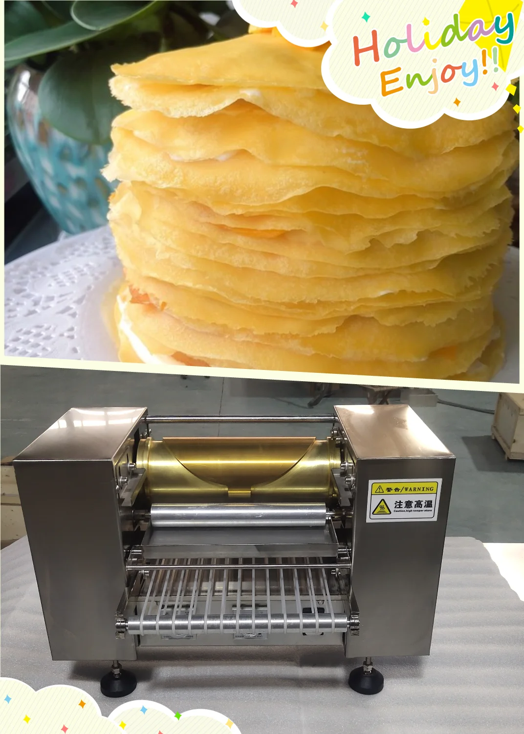 

Commercial Automatic Mini Mille Crepe Wrapper Cake Machine Thickness AdjustableThousand Layer Spring Roll Pancake Making Maker