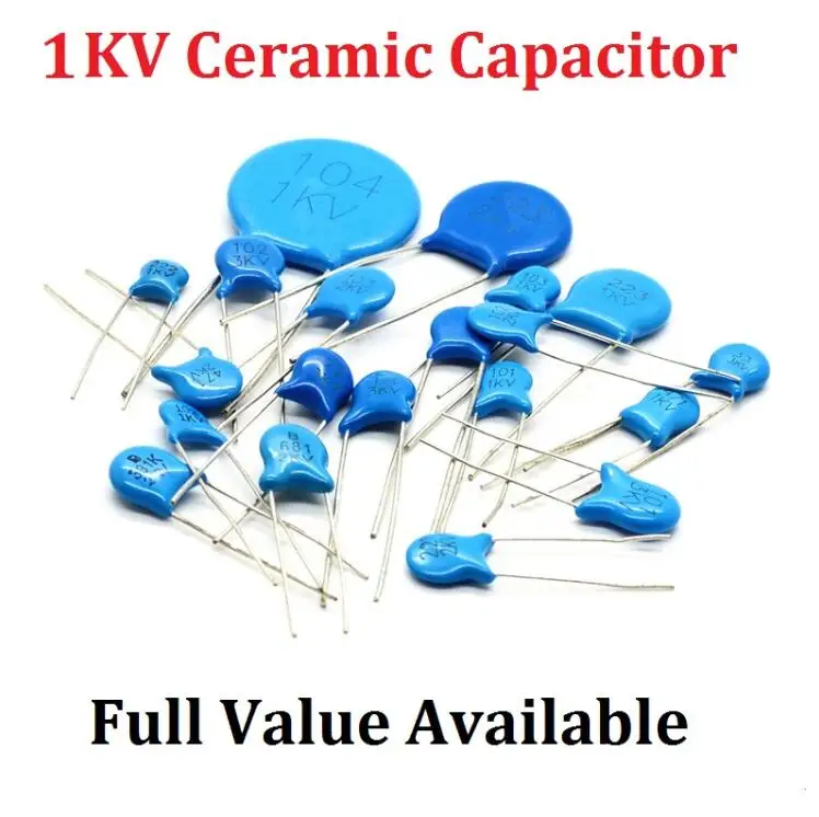 20PCS 1KV 82PF 820/100PF 101/150PF Ceramic Capacitor 151/470PF 471/560PF 561/102 1NF/222 2.2NF PF High Voltage 1000V Capacitance