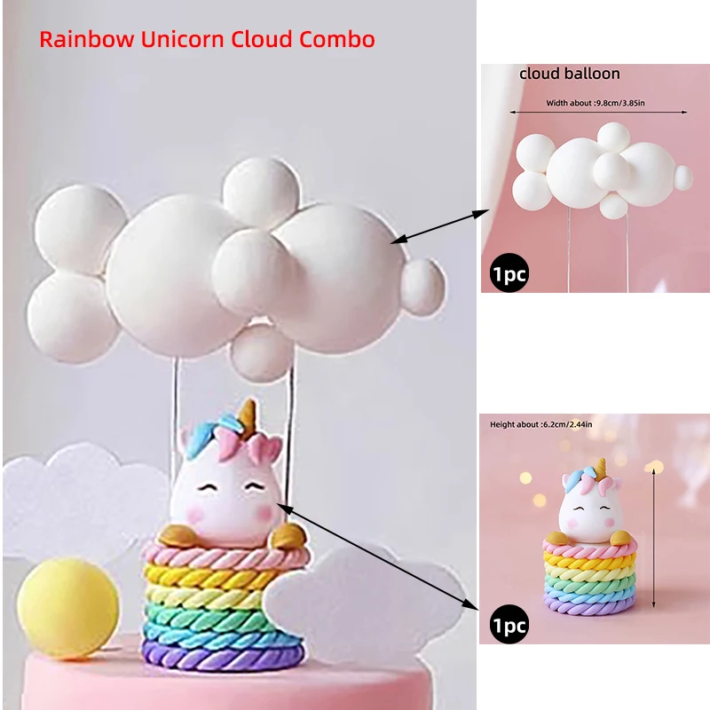Einhorn-Kuchenaufsatz, Mädchen-Geburtstagsparty-Dekoration, bunter Regenbogen, für Kinder, ein Jahr, Partyzubehör, Babyparty-Dekoration, Mädchen, 16. – Detail 10