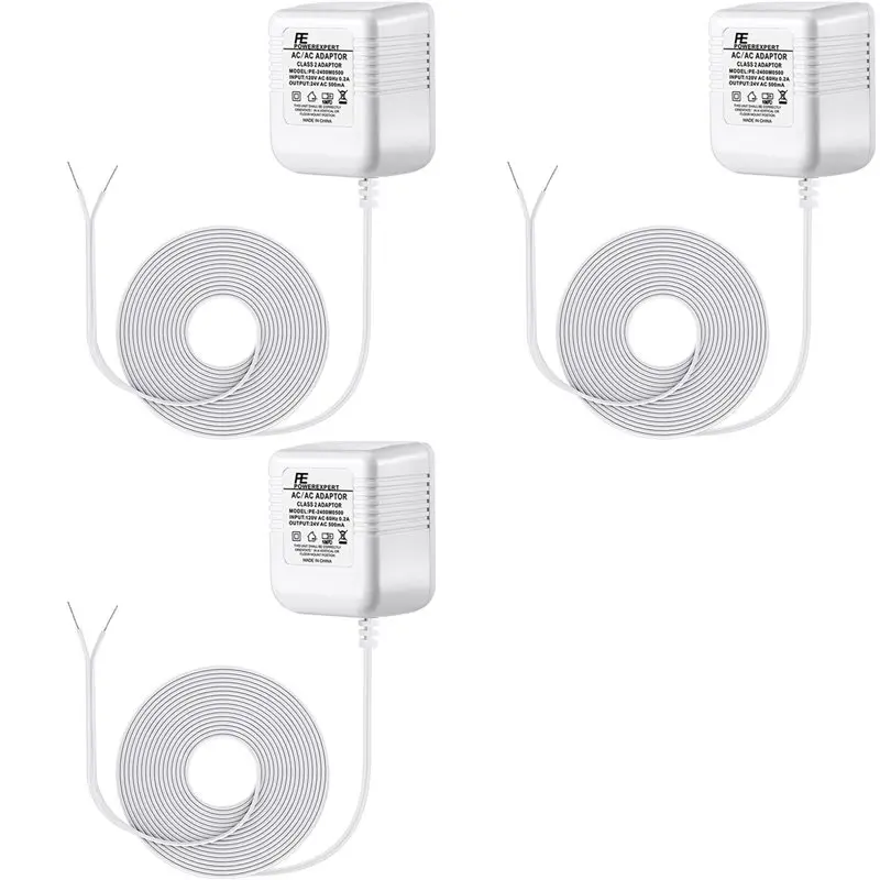 

【ALLOWANCE】3X Doorbell Transformer 24V Adapter For Ring Video Doorbell, 16.4Ft Long C Wire Power Supply, US