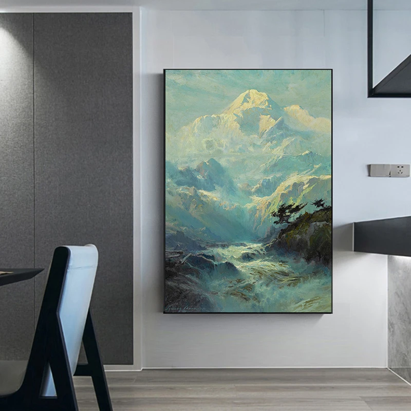 سيدني لورانس يعمل جبل ماكنلي المشهد المشارك الرومانسية يطبع حائط لوح رسم الفن صور ديكور غرفة المنزل #2