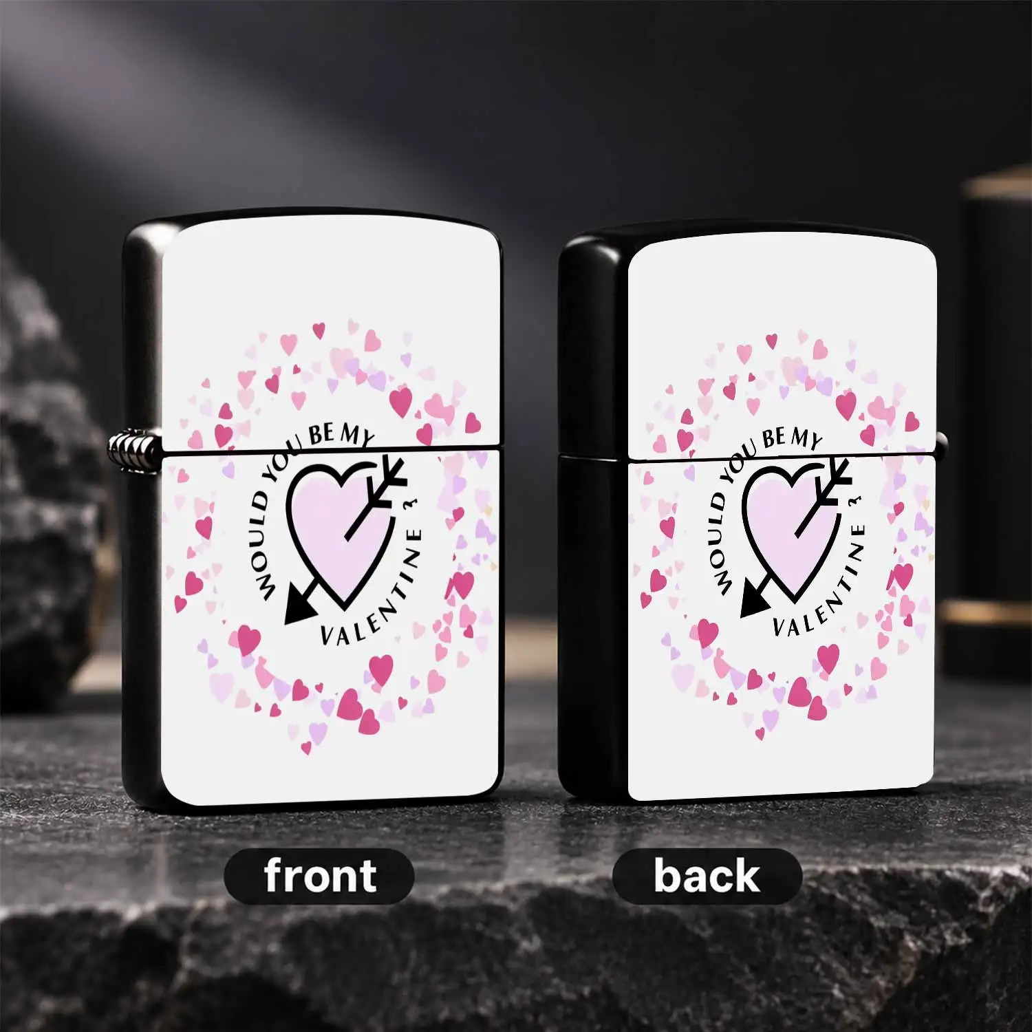 Romantic Valentine'S Day Lighter With Sweet Heart Pattern Print, Portable Delicate Lightweight Daily Use Ignition Tool, Ideal Surprise Gift For Lover Partner On Anniversary Dating Holiday Occasions, Practical All-Scenar A Humorous And Inter