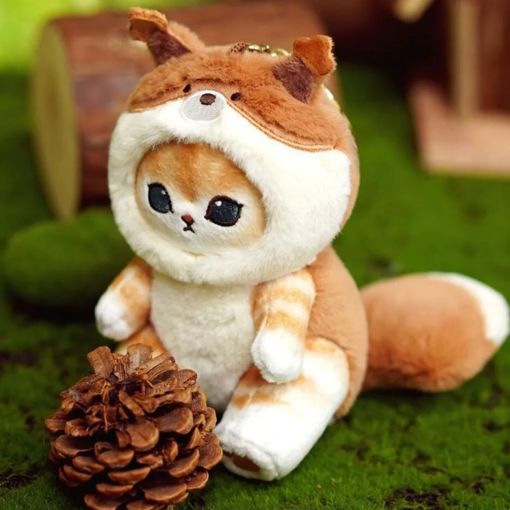 Cute Cat Disguised as a Long-Tailed Animal Plush Keychain Pendant Small Doll Gift Soft Keyring for Animal Lovers image 2