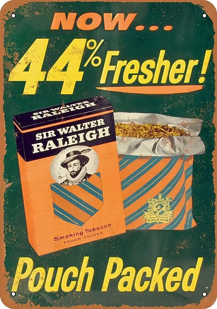 Retro Metal tin Sign Funny Sir Walter Raleigh Smoking Tobacco Bar Restaurant Cafeation Sign For Home Cave Garage bar sign