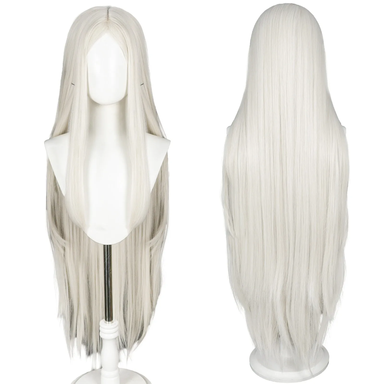 

Anogol Synthetic Juraku Sachiko Cosplay Wig Anime Kakegurui Twin 100cm Long White Straight Hair Machine Made for Halloween Party