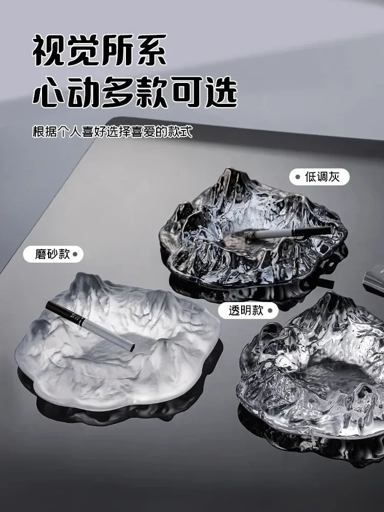 Glacier ashtray crystal glass high-end sense home  living room office anti-fly ash ornament