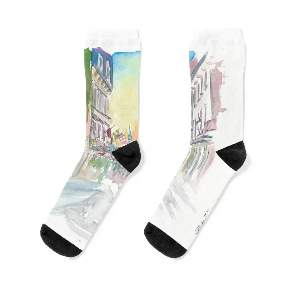 

Montreal Quebec Historic Old Street Scene With Sunrise Socks christmas gift tennis Climbing anime Man Socks Women's