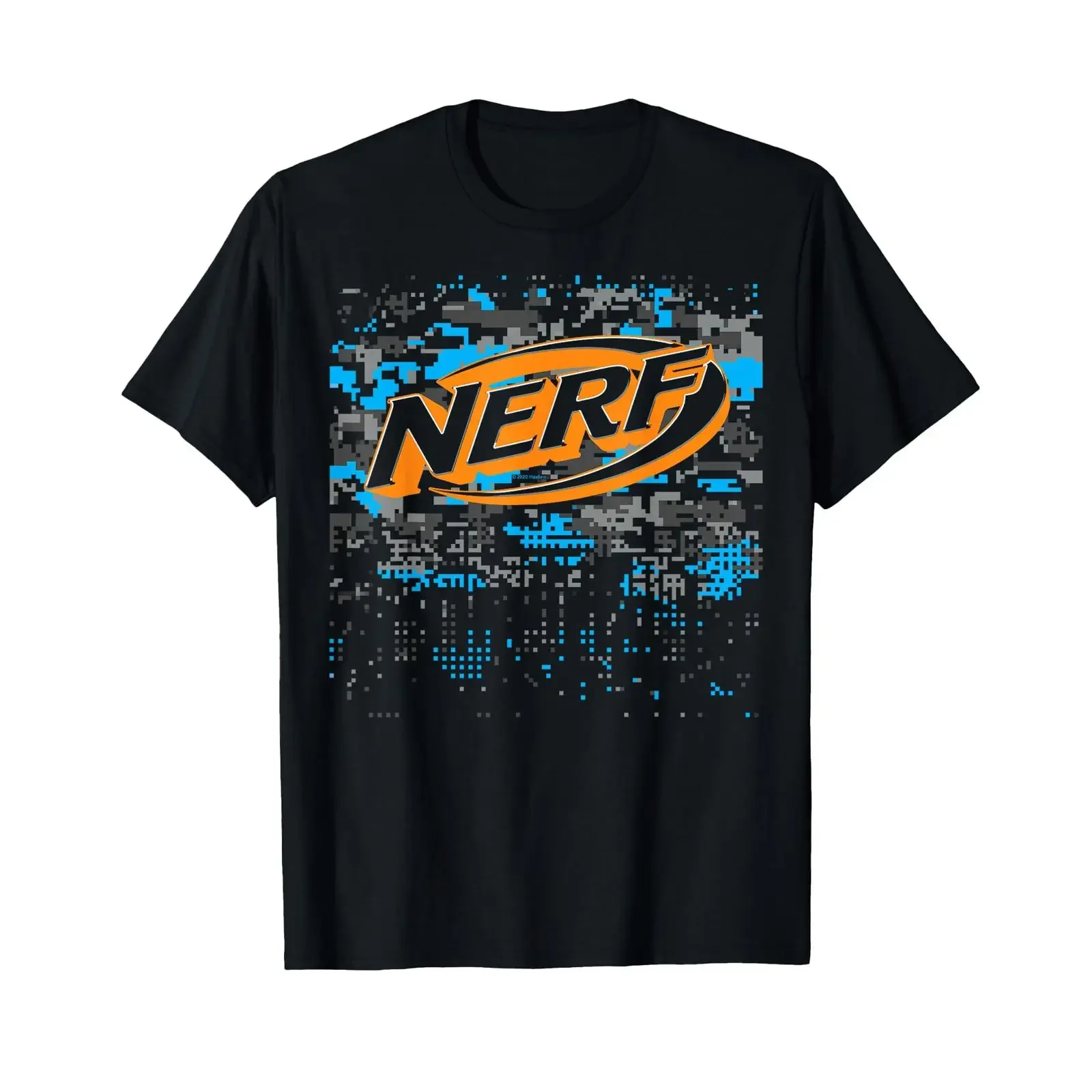 Nerf Logo Glitch Camouflage T Shirt Small vintage Washed Soft Stylish Unisex Top For Everyday Wear Versatile Stretched Slightly