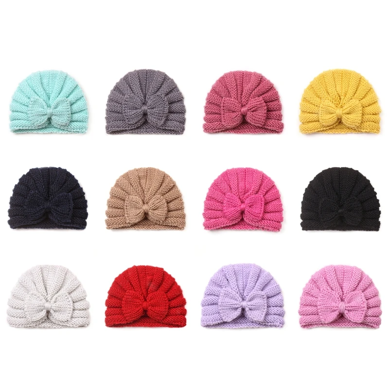 

Knitted Baby Winter Hat Girls Bow Knot Hat Windproof Beanie Infant Headwear Headdress Accs Newborn Girl Wrap Hat