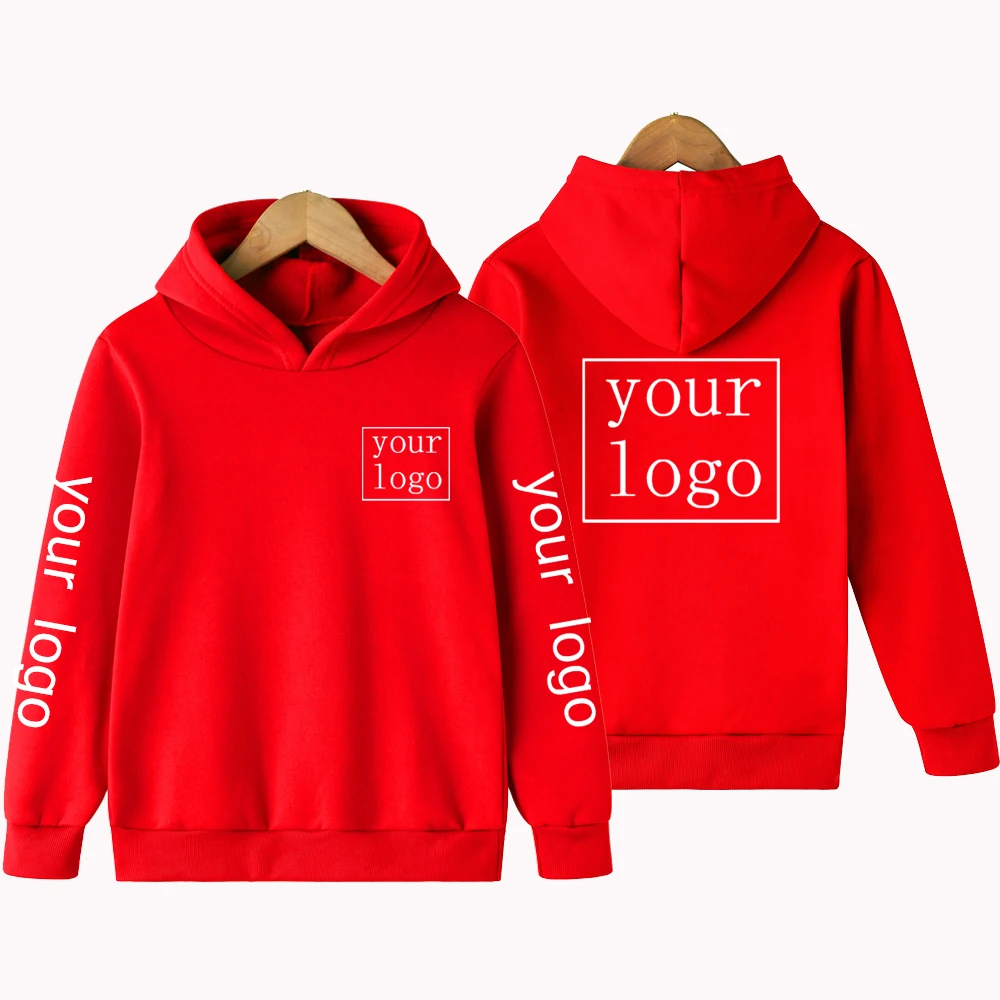 Sudaderas con capucha personalizadas para niño y niña, ropa informal de manga larga con estampado de texto e imagen de logotipo, Tops de moda