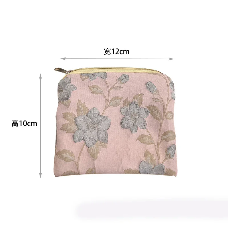 Zipper Women Small Cosmetic Bag Travel Earphone Coin Organizer Pouch Bag Flower Girls Mini Sanitary Napkins Makeup Lipstick Bags