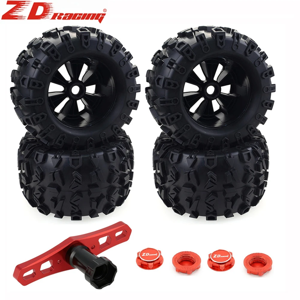 4pcs/pack 1/8 Scale 17mm Hex RC Truck Tires and Wheels Set Glued for Traxxas Maxx Tmaxx E-Revo Revo 3.3, JLB Cheetah Monster