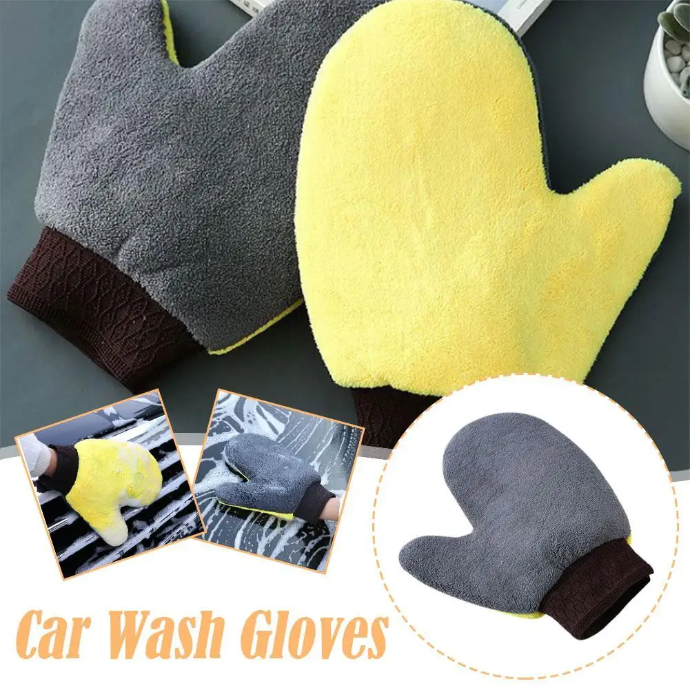 

Car Wash Glove Coral Mitt Microfiber Thick Cleaning Mitts Super Absorbent Special Car Wiping Cloth Anti Scratch Cleaning Tool