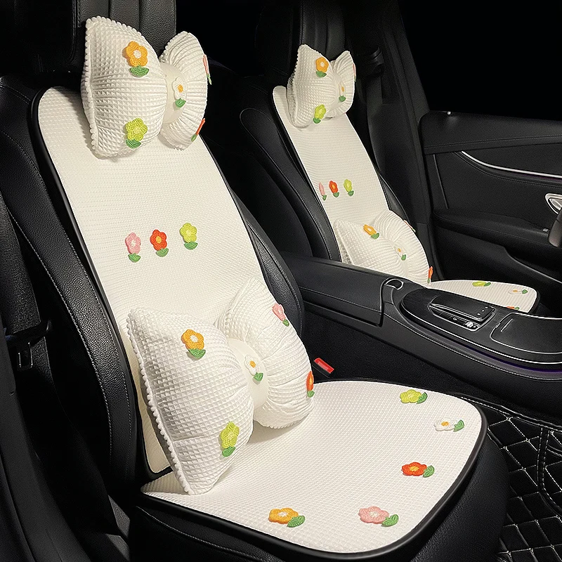 

New Summer Cartoon Flower Four Seasons Universal Protective Backrest Car Seat Cushion Cover Cute