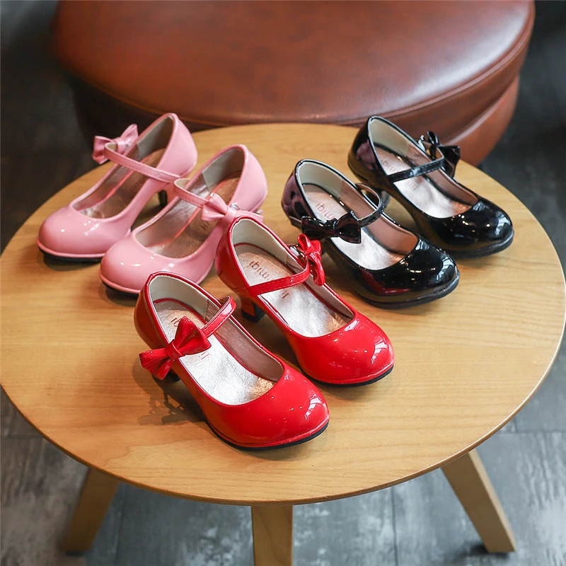 

New Girls Foreign-style Princess Shoes Children Small Leather Shoes Kids Performance High Heels Students Fashion Princess Shoes
