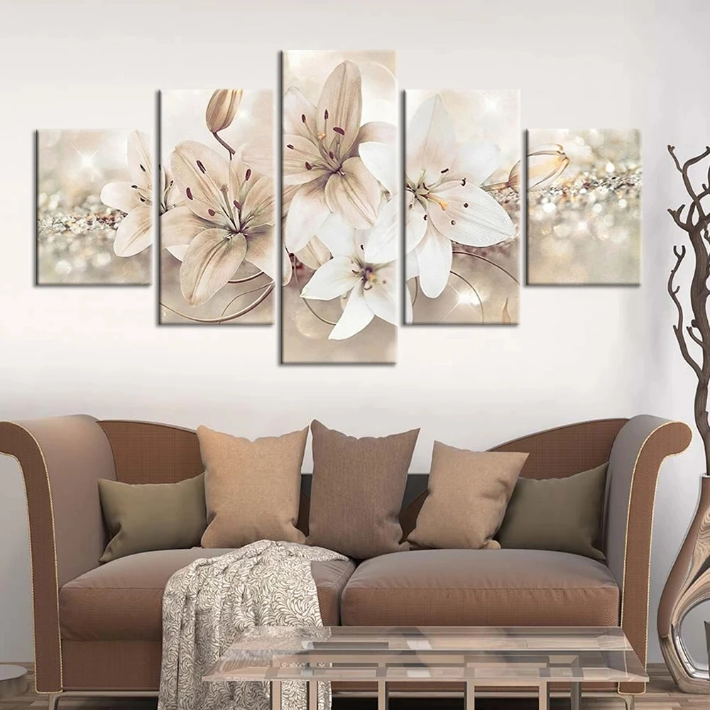 

Abstract Lily Flower Diamond Mosaic 5 Piece Cross Stitch Embroidery Rhinestone Diy Full Drill Diamond Painting Modern Home Decor