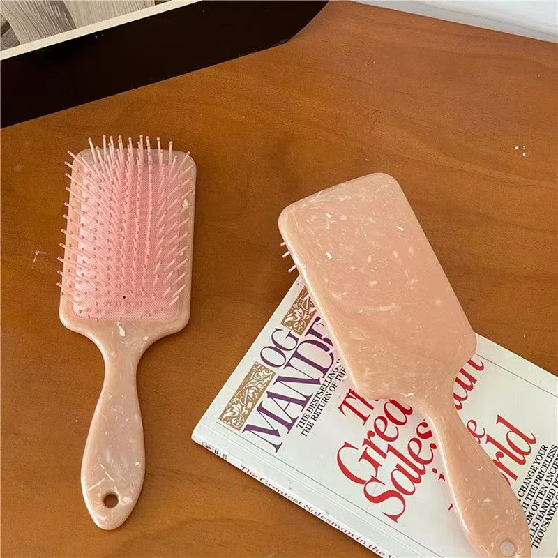 1/2Pcs Marble Print Detangling Paddle Brush Air Cushion Hairbrush Travel Hair Comb Portable Massage Scalp Hair Types