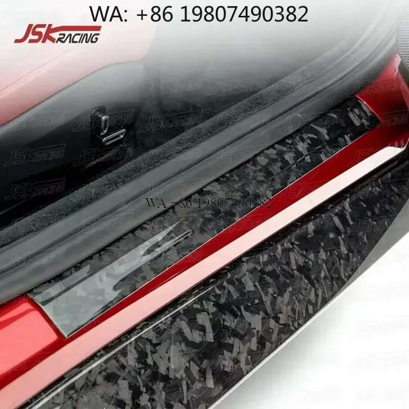 Wmwmnu For Roma 2020-2022 Dry Forged Carbon Fiber Door Sills Mans Style Car Interior Accessories Threshold Strip Trim