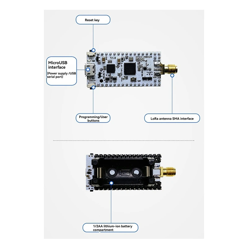 ملحق New-Cubecell Lora Node ASR6502 IOT مع هوائي، علبة بطارية 1/2AA، لتطبيقات Arduino Lorawan