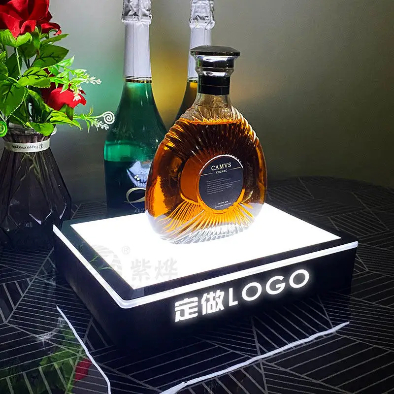 

LED bar luminous holder square KTV champagne foreign base display rack bar holder wrought iron red wine rack
