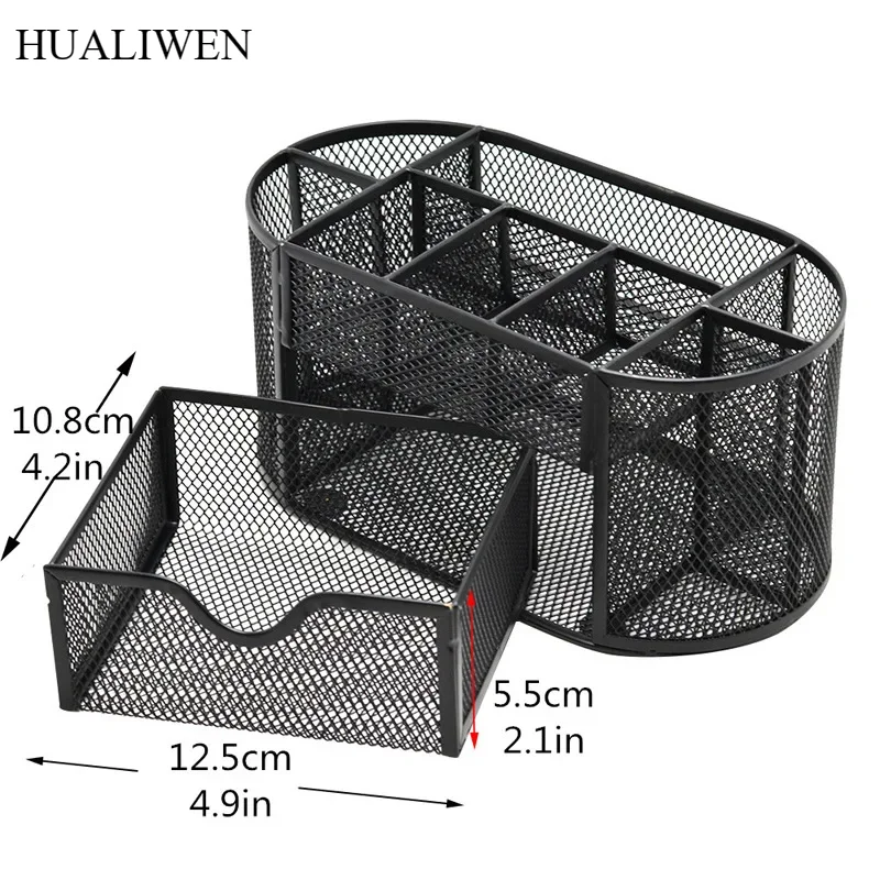 

Metal multifunctional creative pen holder wholesale multi grid pen bucket drawer style nine grid desktop storage box