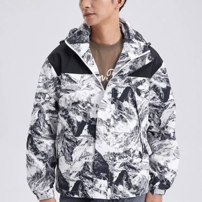 

Camouflage Windbreaker Jacket Men Women Hooded Outdoor Hiking Coats Couple Autumn Multi Functional Casual Waterproof Sports Coat