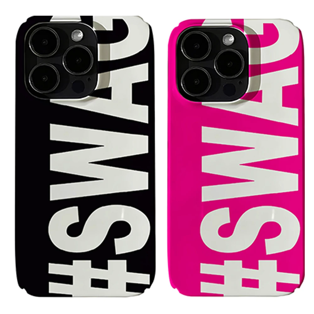 Capa de Celular Criativa com Letras SWAG para iPhone 17 16 15 14 13 12 11 Air Pro Max X XS XR XS Max 7 8 Plus, Capa Rígida de PC com Película Brilhante