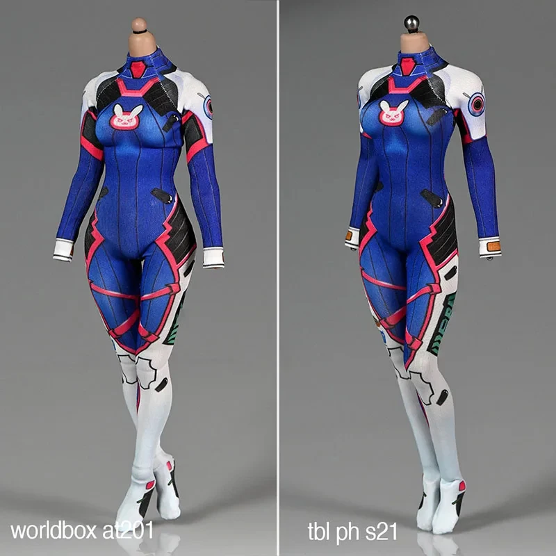 1/6 Scale Female Printed Tights Cosplay Bodysuit Jumpsuit Clothes Model Fit 12'' AT201 AT202 TBL S21 Soldier Action Figure Body