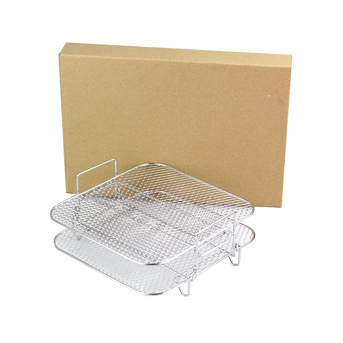 A09G-Rack Square Two Layers Racks,Stainless Steel Dehydrator Accessories Rack,Air Multi-Layer Fryer 4.2-5.8QT