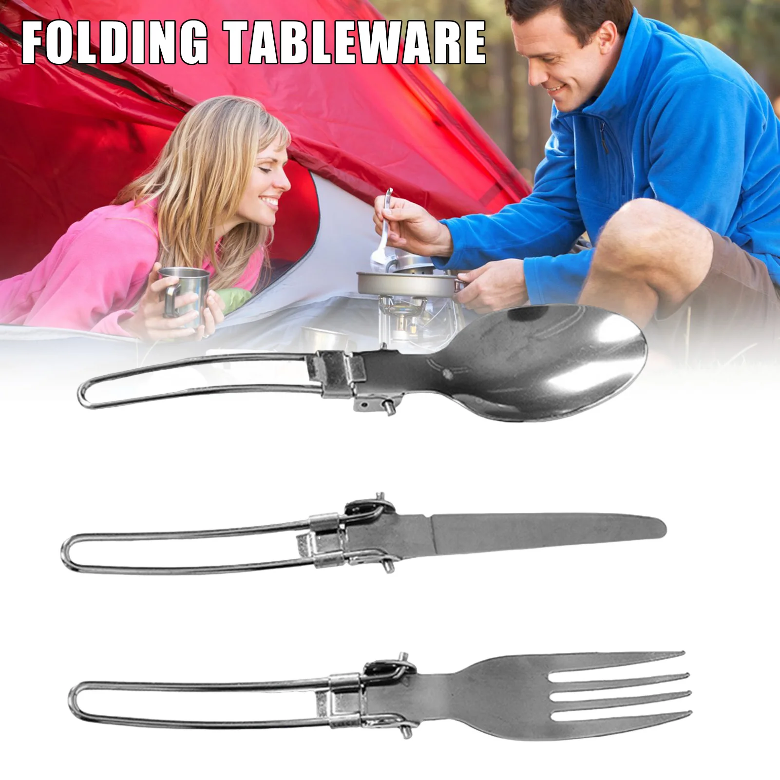 Reusable Travel Utensils Set Foldable Fork Spoon Knife Set Travel Utensils with Carrying Bag for College School Picnic Hiking