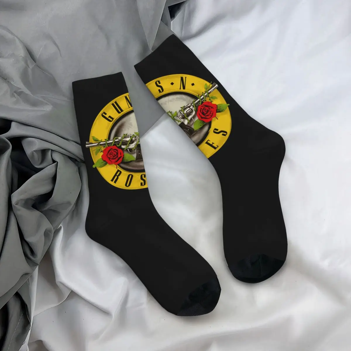 Winter Warm Hip-hop Unisex Guns N Roses Bullet Logo Socks Heavy Metal Breathable Football Socks