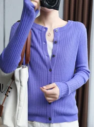 2023 New Autumn and Winter Cashmere cardigan sweater women O-Neck Long sleeved cashmere cardigan sweater women casual