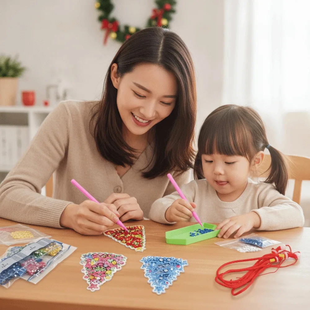Acrylic Base Rhinestone Painting Pendant Creative Pattern Shiny Christmas Snowman Ornament Complete Accessories Bright Color