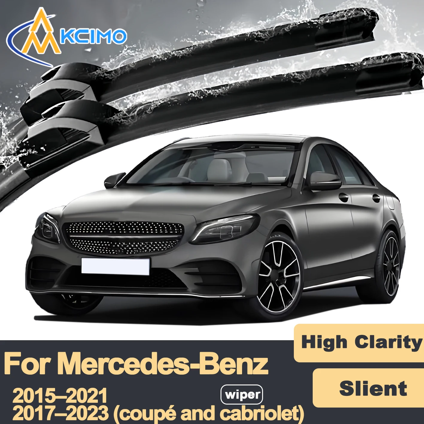 

Premium Rubber Durable Silent Windshield Wiper Blades 2pcs for Mercedes-Benz C-Class W205 S205 C205 A205 2015-2021 2017-2023