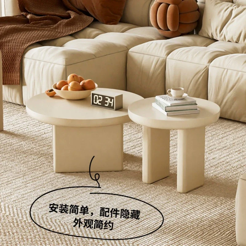 Nordic Modern Minimalist Coffee Table Cream Style Small Coffee Tables Small Circular High Low Tea Table Living Room Furniture